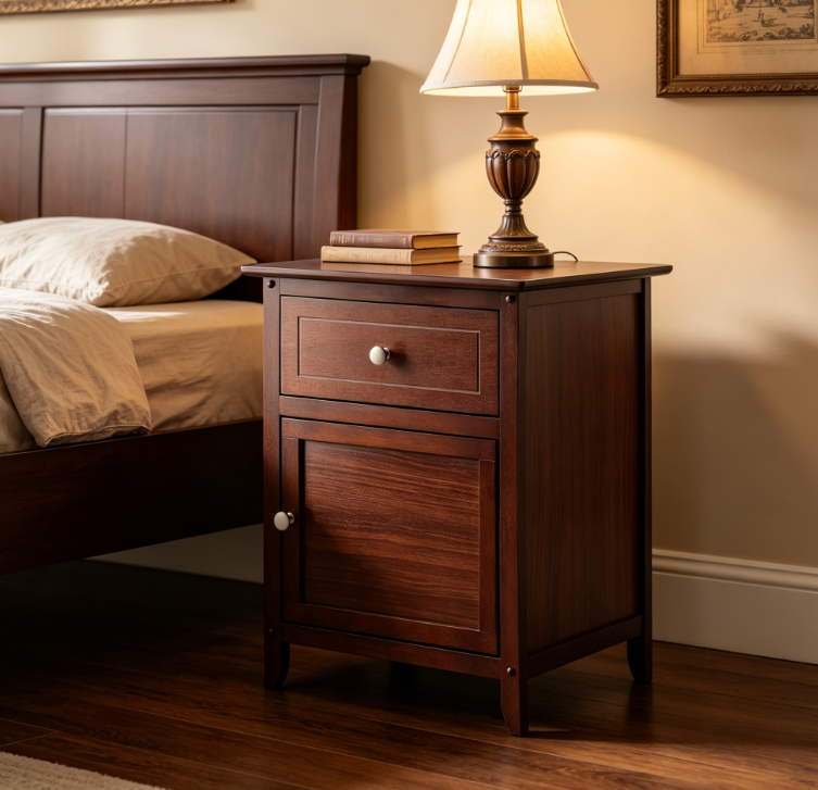 Wood Bedside Table, Walnut
